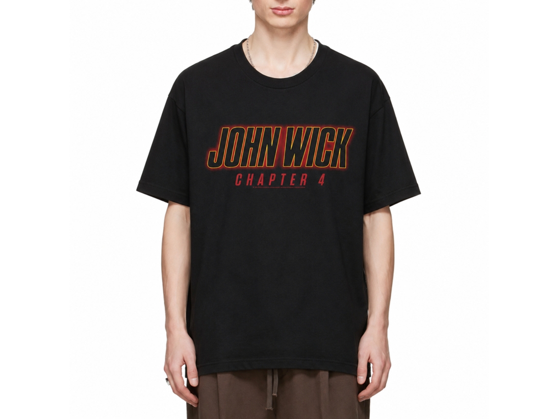Rockinstone John Wick Chapter 4 Logo Black Adult T-shirt Size:xl