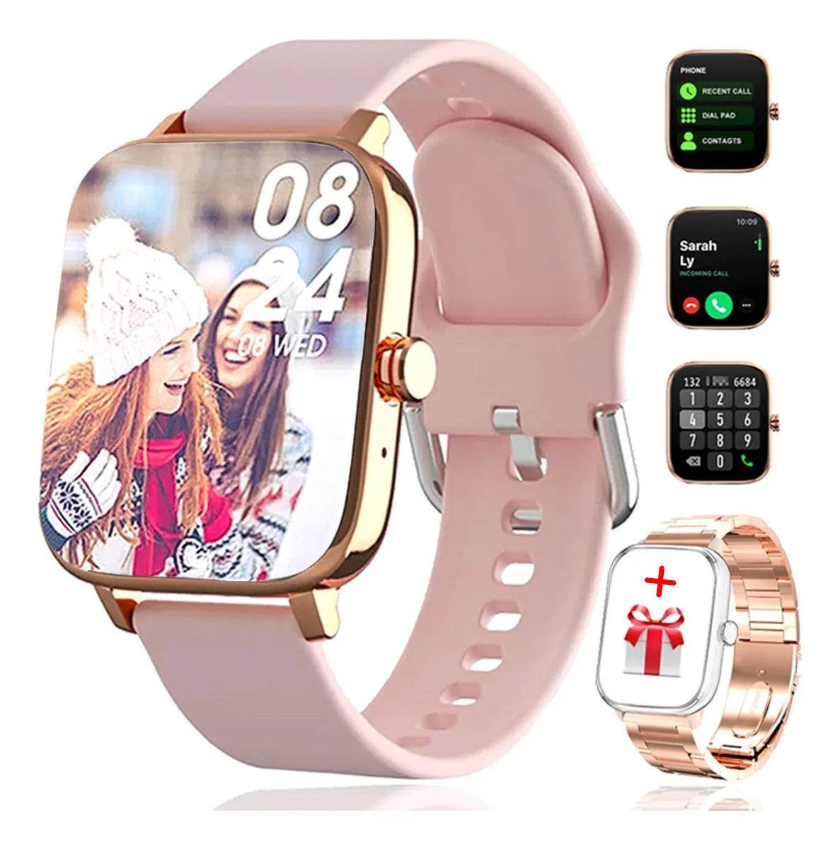 Relógio inteligente Bluetooth com 169 chamadas para mulheres.