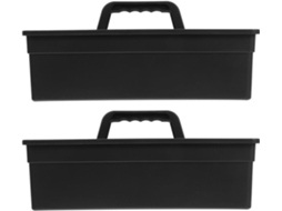 Conjunto De 2 Cestos De Plástico Para Limpeza E Armazenamento De Utensílios, Com Alça E Compartimentos.