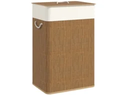 Cesta De Roupa Suja 72l Com Tampa, Cesta De Bambu Com Alças De Corda E Sacola Removível E Lavável, Marrom Ch
