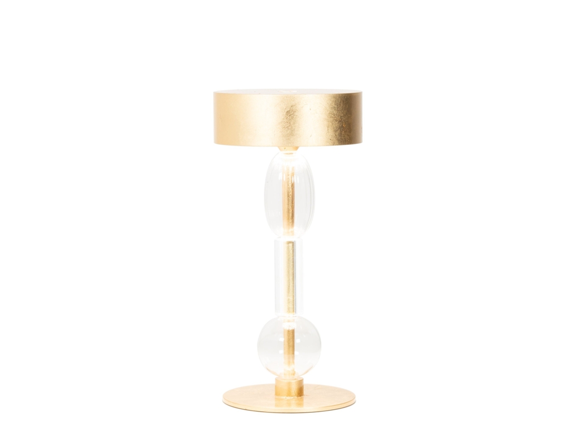 Zafferano Royal Family Wi-fi - Luminária De Mesa Led Recarregável Com Dimmer, 36h De Autonomia - Alumínio Dourado E Vidro Soprado