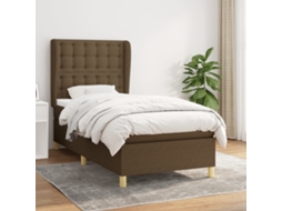 Cama Com Molas/colchão 80x200 Cm Tecido Castanho-escuro