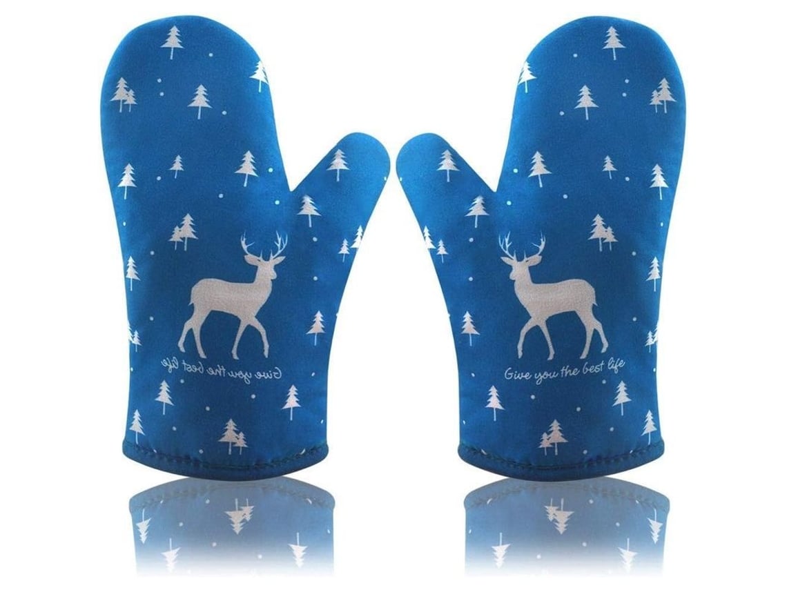 Luvas De Forno 2025 Resistentes Ao Calor, Antiderrapantes, Duráveis, Para Cozinha E Assado, Tamanho 18x28 Cm, Cor Azul E Cinza