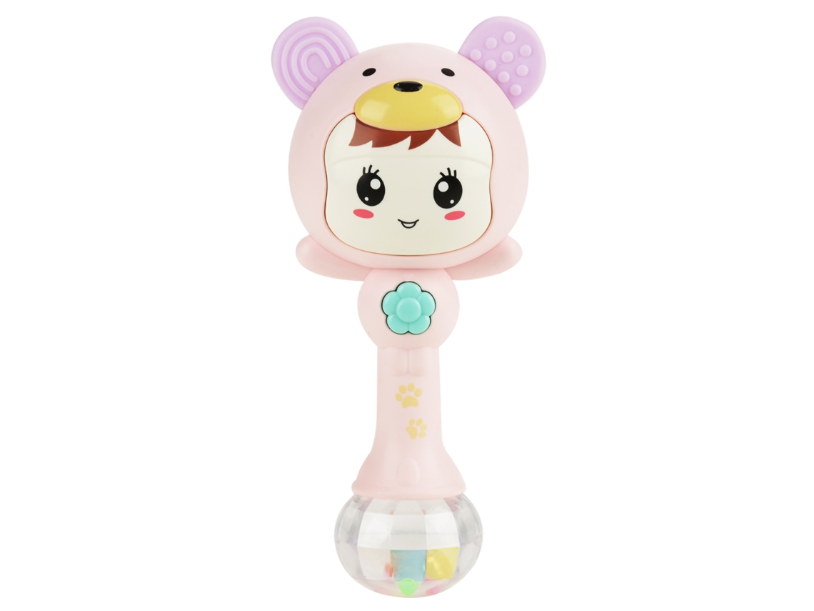 Primerox brinquedo Rattle Musical Eletrônico para Bebê Cute Cartoon com Luz e Som Rosa