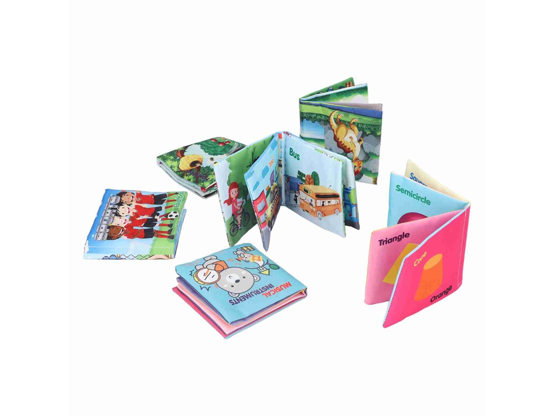 Primerox 6 Livros de Tecido para Bebês Temas Múltiplos Resistente a Rasgos Brinquedos de Educação Precoce