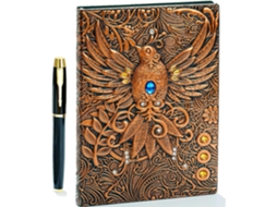 Caderno Retrô Com Caneta Dourada A5 Caderno Antigo Diário Retrô Bloco De Notas Feito À Mão Brilvibera