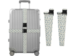Conjunto De 2 Cintas Para Bagagem Com Estampa Floral Azul Claro E Marinho, Ideais Para Malas De Viagem, Acessórios Para