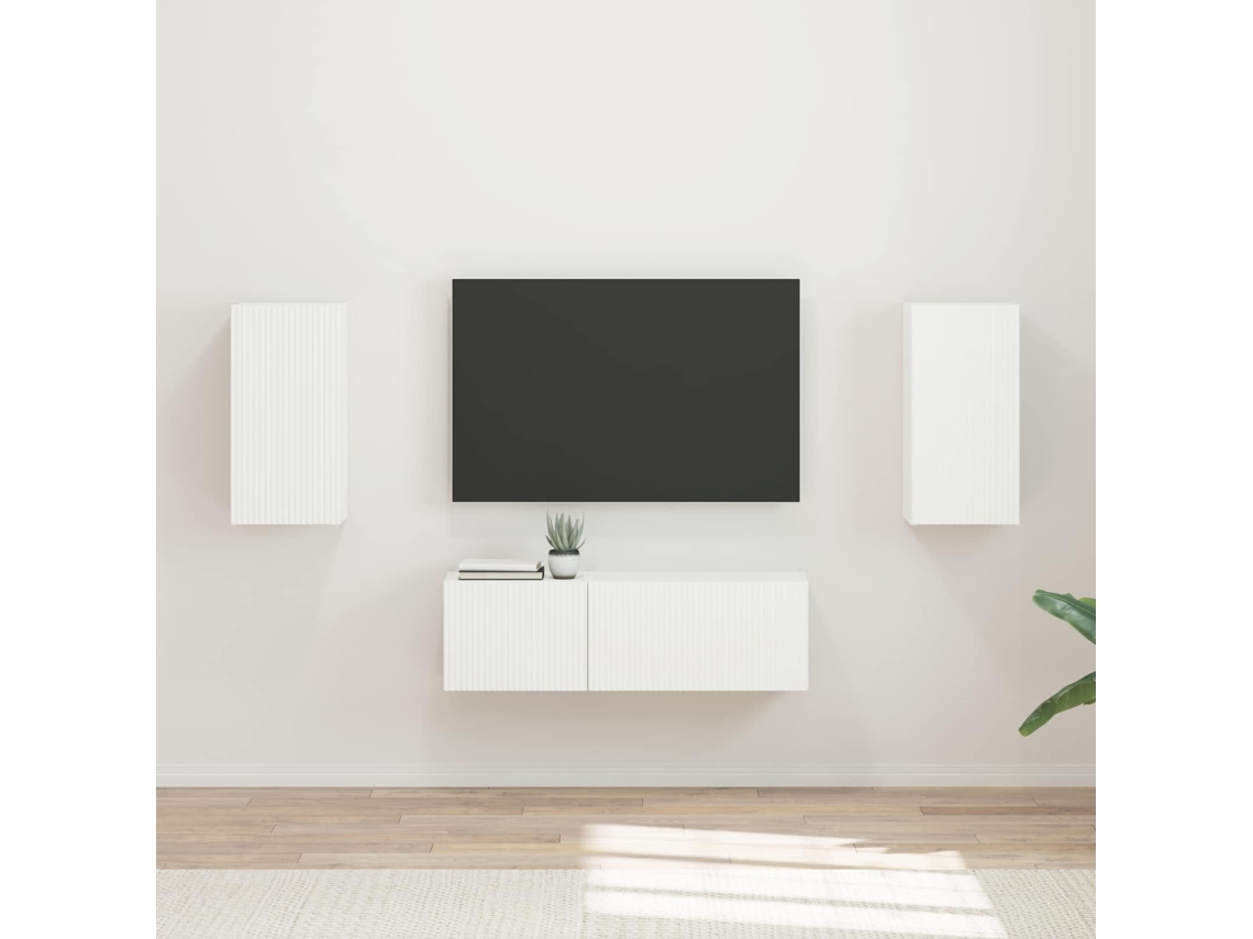 Vidaxl Conjunto de Gabinete de Parede para Tv 4 Pcs Branco