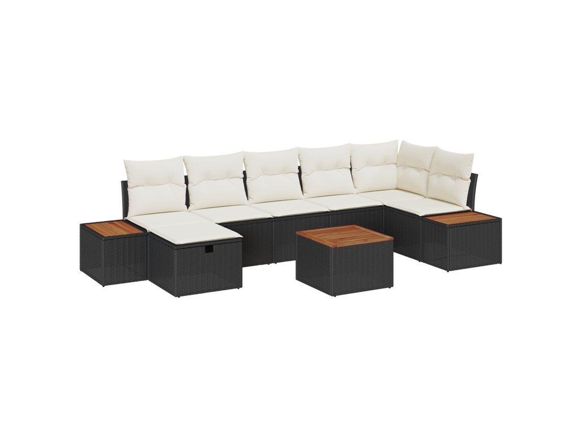 Conjunto 8 Móveis Para Exterior Vidaxl Preto Vime Pe (55 X 55 X 37 Cm)