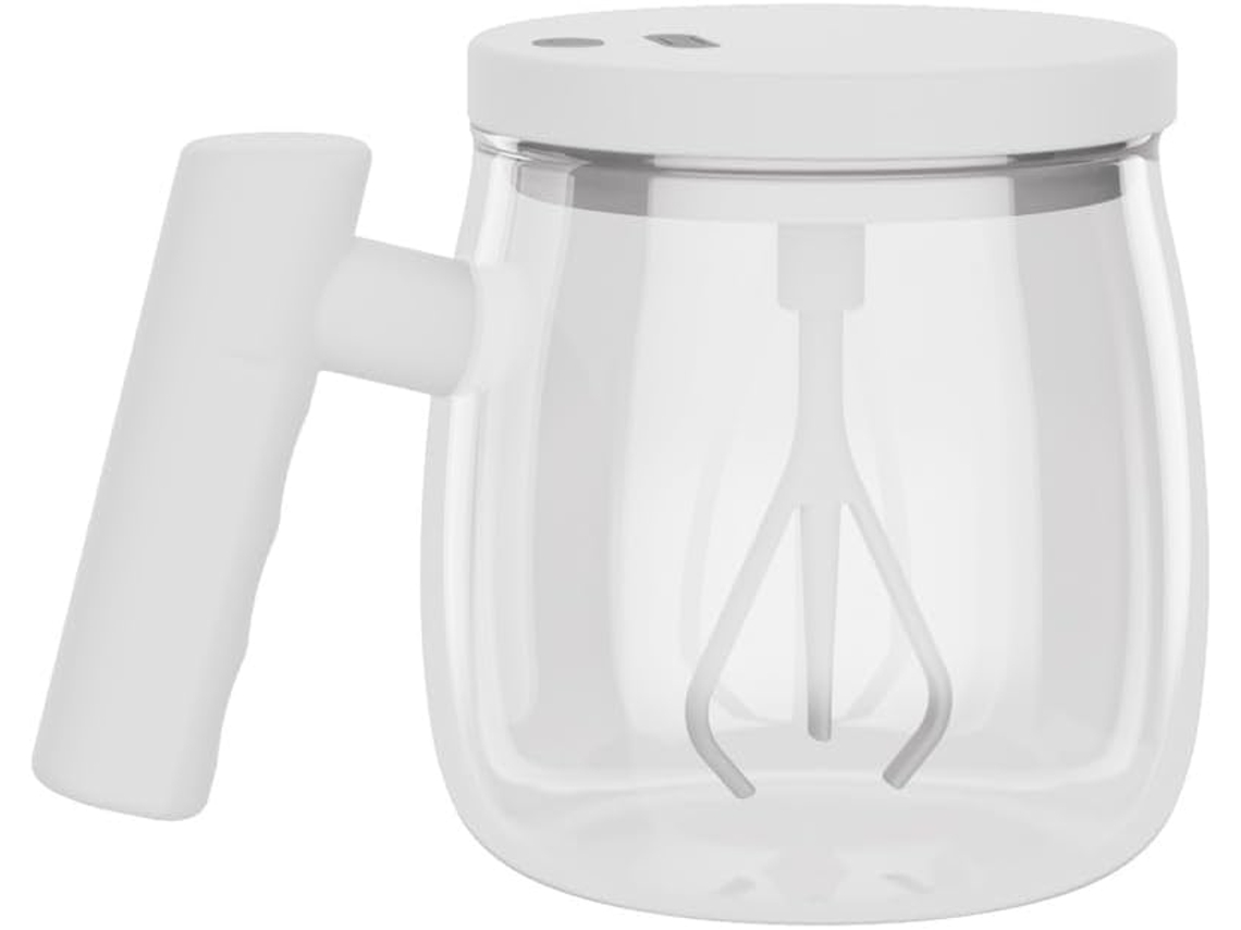 Caneca De Café Com Misturador Automático E Cabo De Madeira Para Leite E Proteína Em Pó.