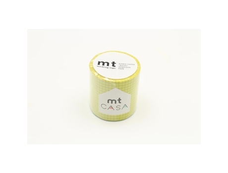Fita adesiva - FITA MASKING (MT) - CASA Grade verde fundo amarelo - galha mostarda - papel washi