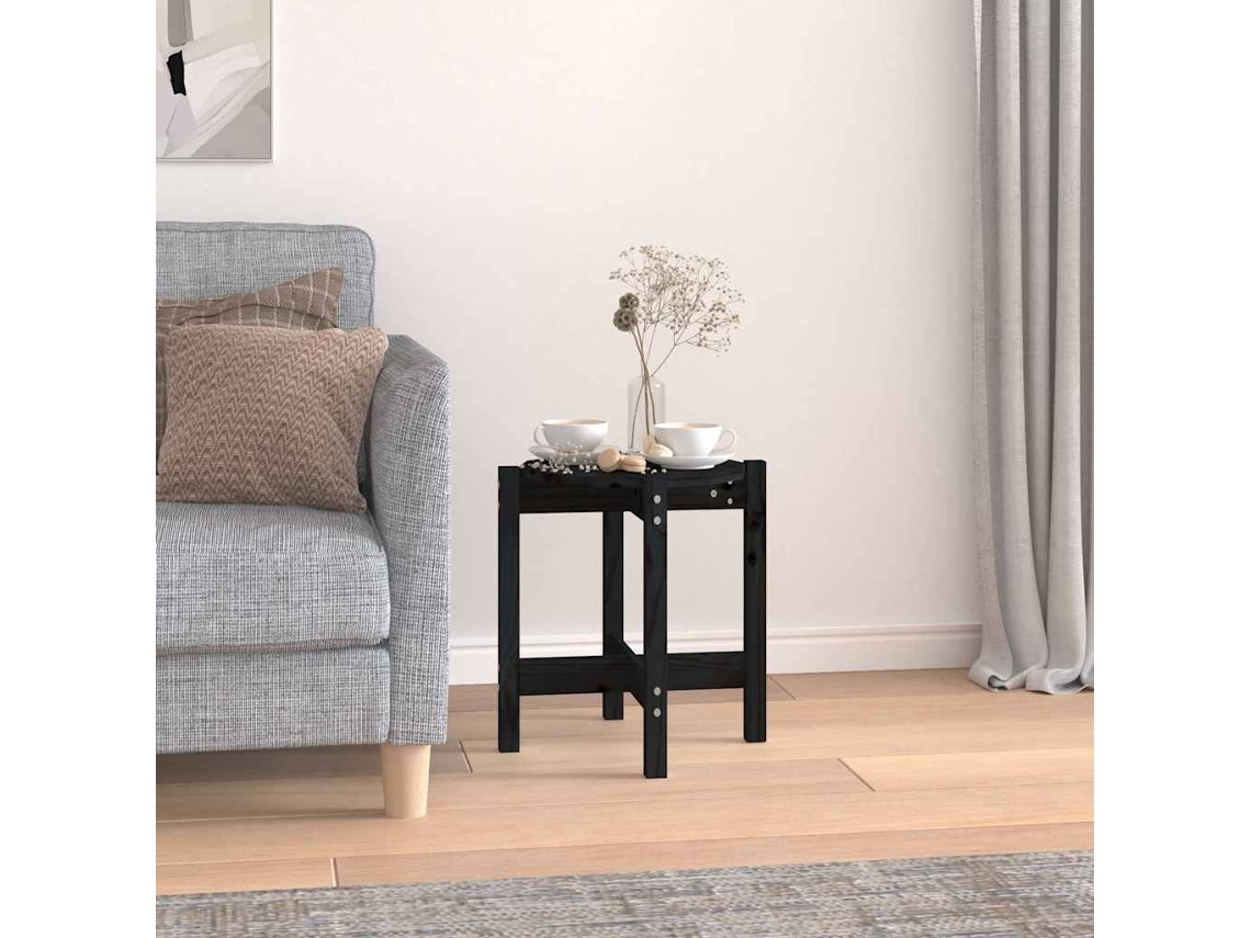 Vidaxl Mesa De Centro Ø 42,5x45 Cm Madeira De Pinho Maciça Preto