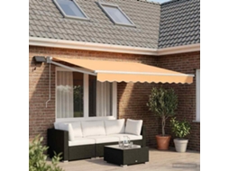 Vidaxl Toldo Retrátil Manual Com Leds Areia 100% Poliéster E Alumínio