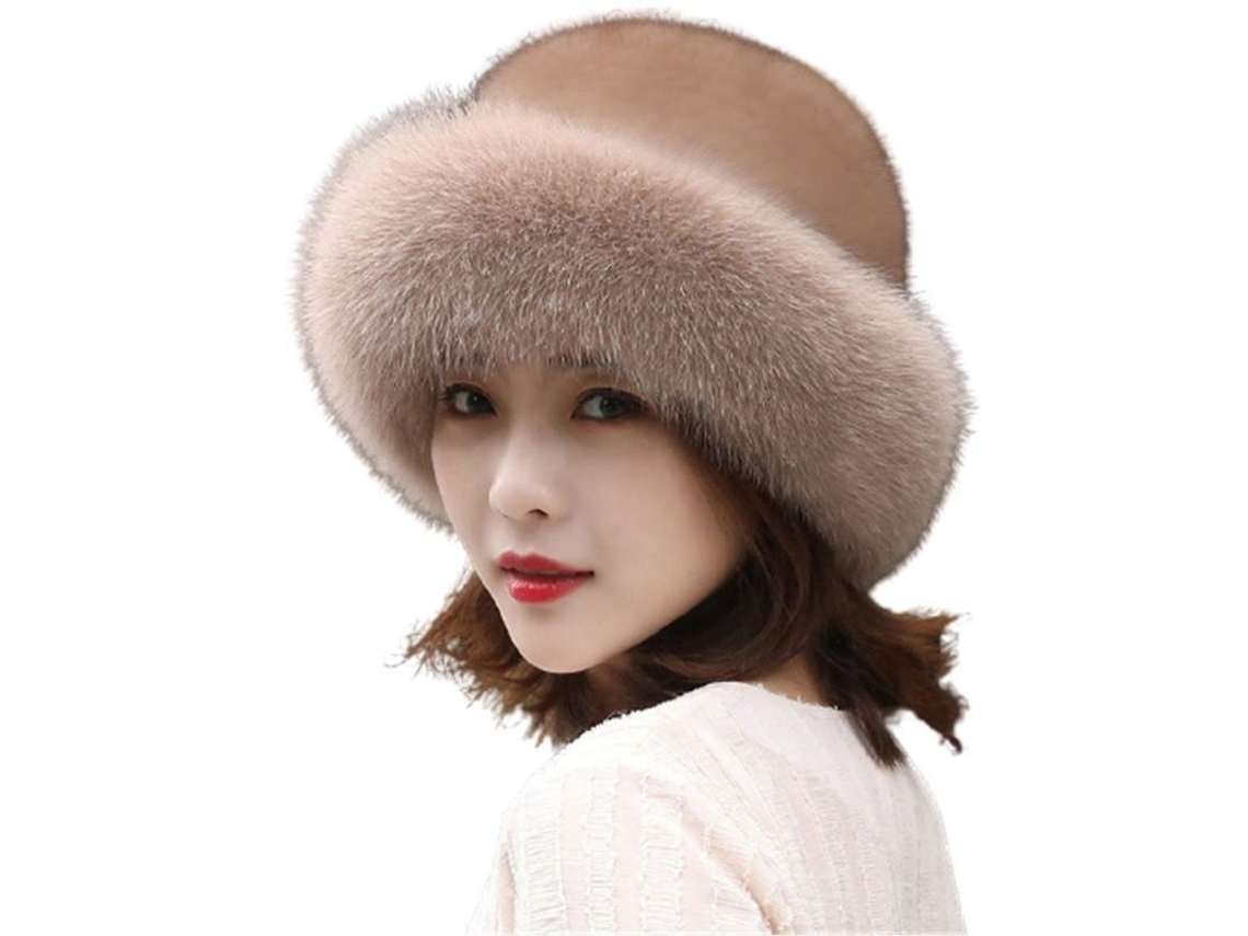 Gorro De Inverno Para Mulher Com Borda De Pelo Falso Moda Quente Ao Ar Livre