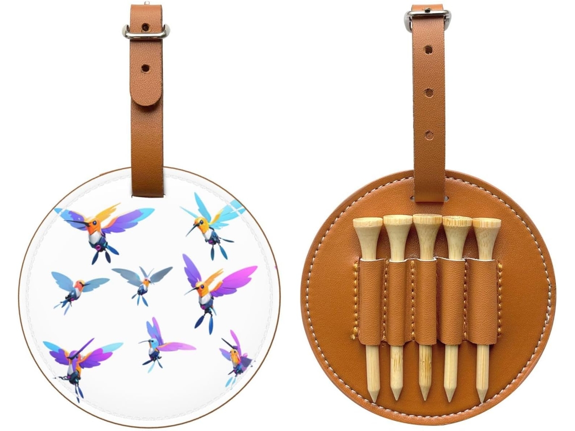 Bolsa Preta para Guardar Tees de Golfe com Estampa de Beija flor Fácil de Transportar e Mais Eficiente para
