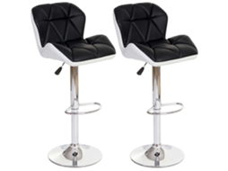 Conjunto de 2 Bancos de Bar com Apoio para os Pés em Pele Sintética Antracite e Branco Tab04020 MOBIKASA