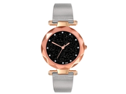 Relógio de Pulso Feminino Zhoulianfa com Pulseira de Malha Prata Mostrador Redondo Quartzo