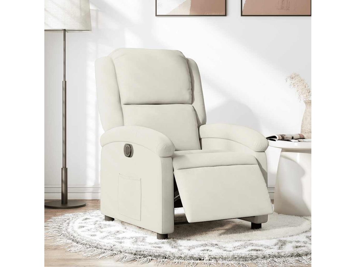Vidaxl Poltrona De Massagens Reclinável Veludo Cor Creme