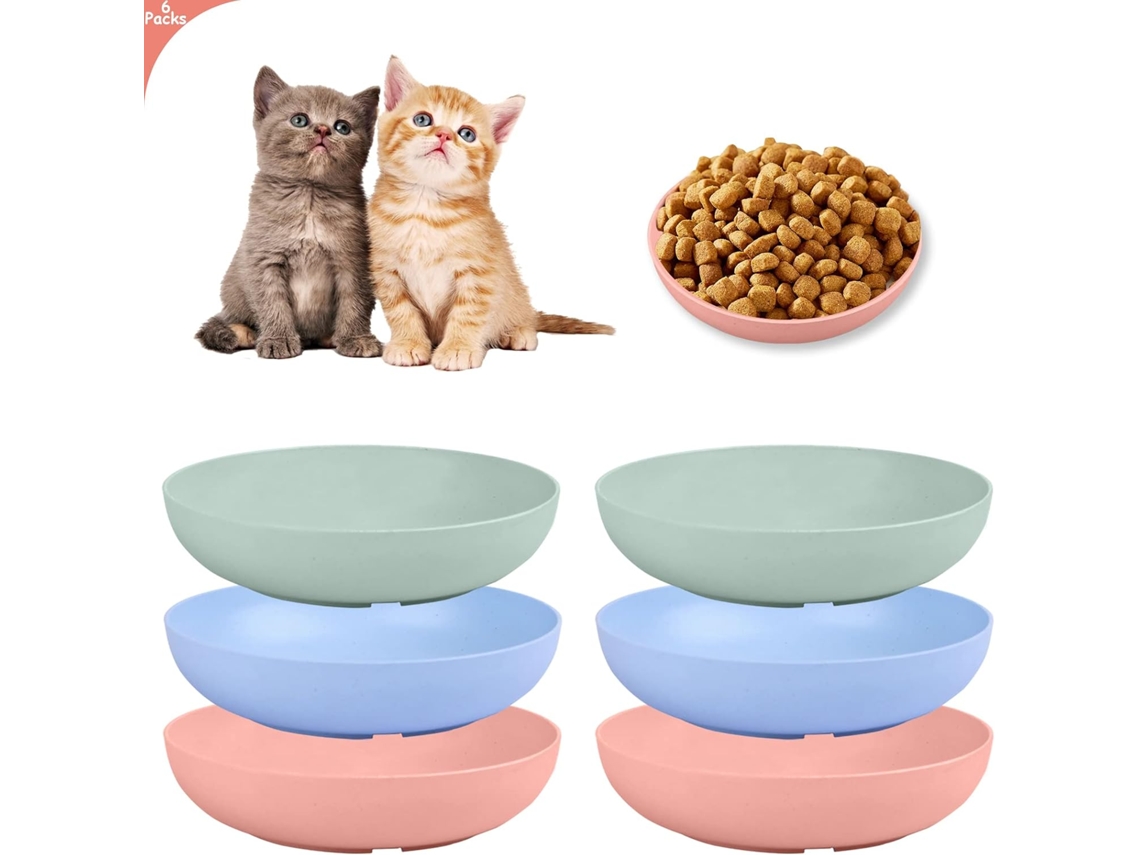 Conjunto de 6 Comedouros para Gatos com Patas Curtas, Tigela Rasa de 14 Cm para Ração Úmida AQUAFORGE