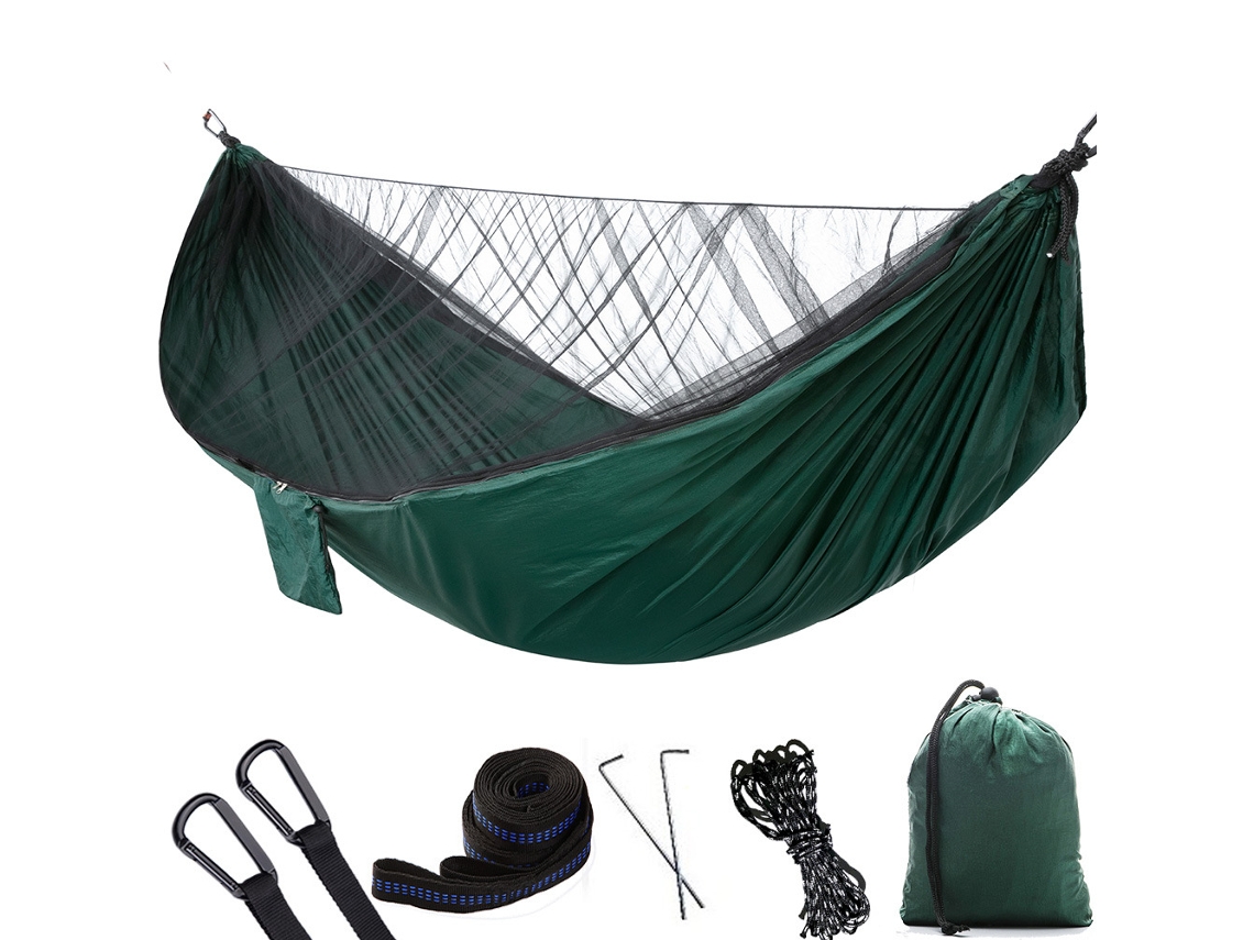 Rede Ultraleve Duplaparaquedas De Nylon Com Design Anti Mosquito De 290×140 Cm, Essencial Para Caminhadas Zeuxo