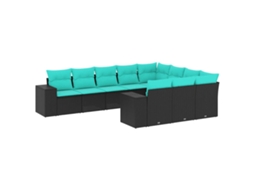 Conjunto de Sofá Jardim 3 Peças Almofadas Rattan Sintético MAISON EXCLUSIVE