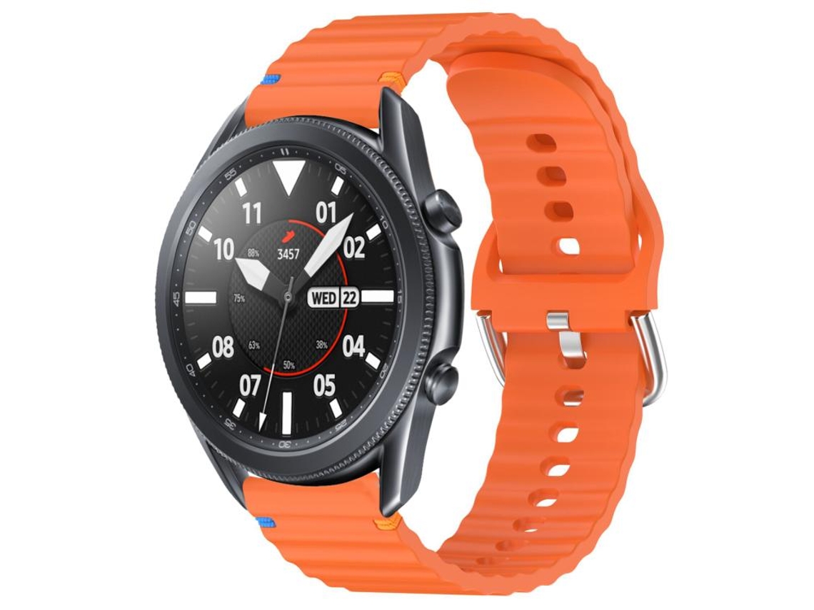 Bracelete para Samsung Galaxy Watch 3 Silicone com Grãos Ondeado Costurado Laranja XIAOMOYU (45mm)