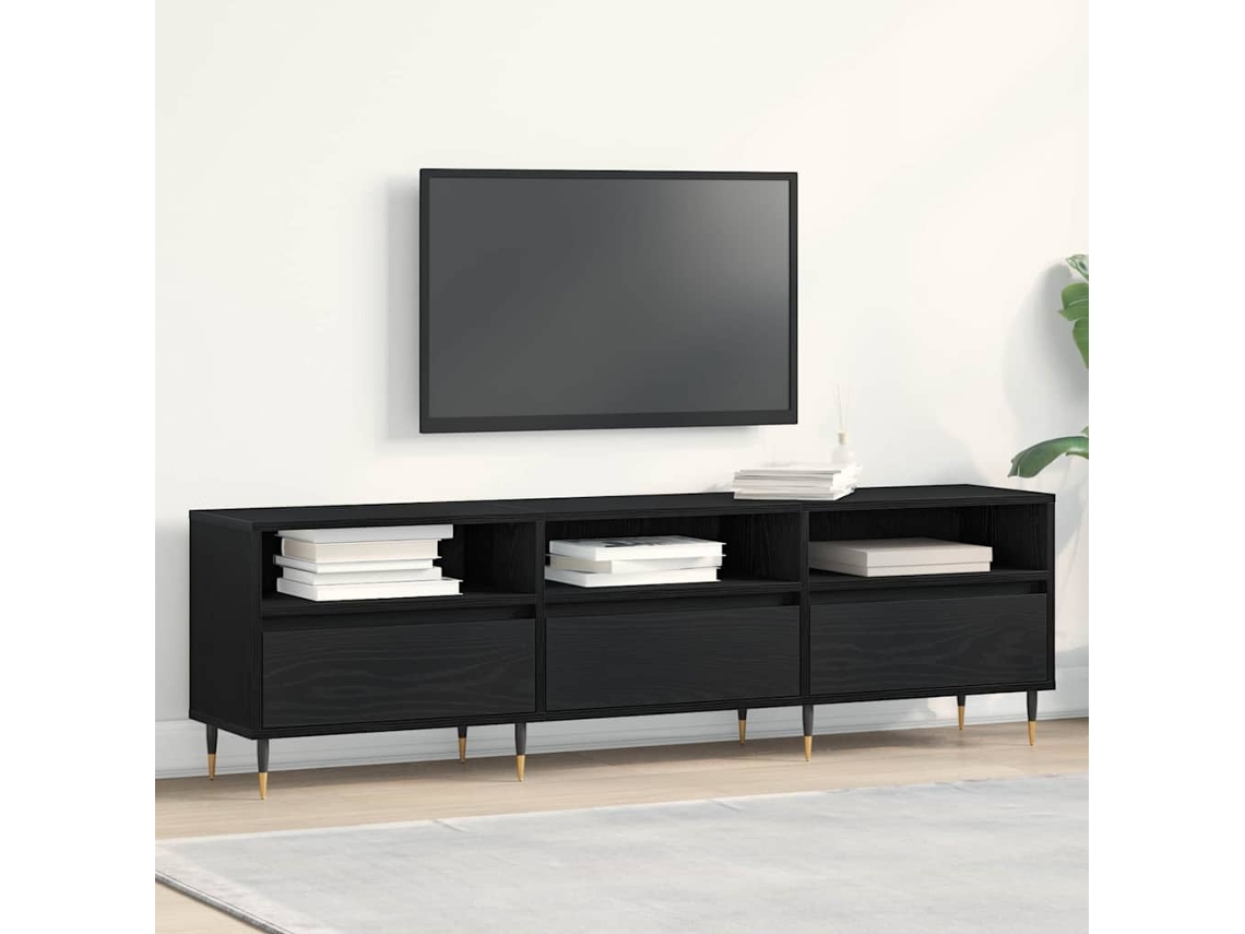 Vidaxl Gabinete para Tv com Gaveta Carvalho Preto 150 X 30 X 44,5 Cm