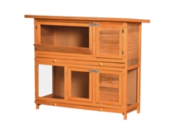 Gaiola para coelhos externa de madeira 2 andares, com rampa, casa para porquinhos da índia, 122x48x100cm | S/MARCA