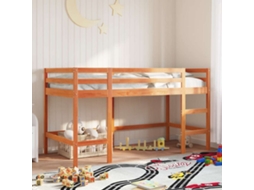 Vidaxl Cama Alta P/criança C/escada 90x190cm Pinho Maciço Castanho-mel