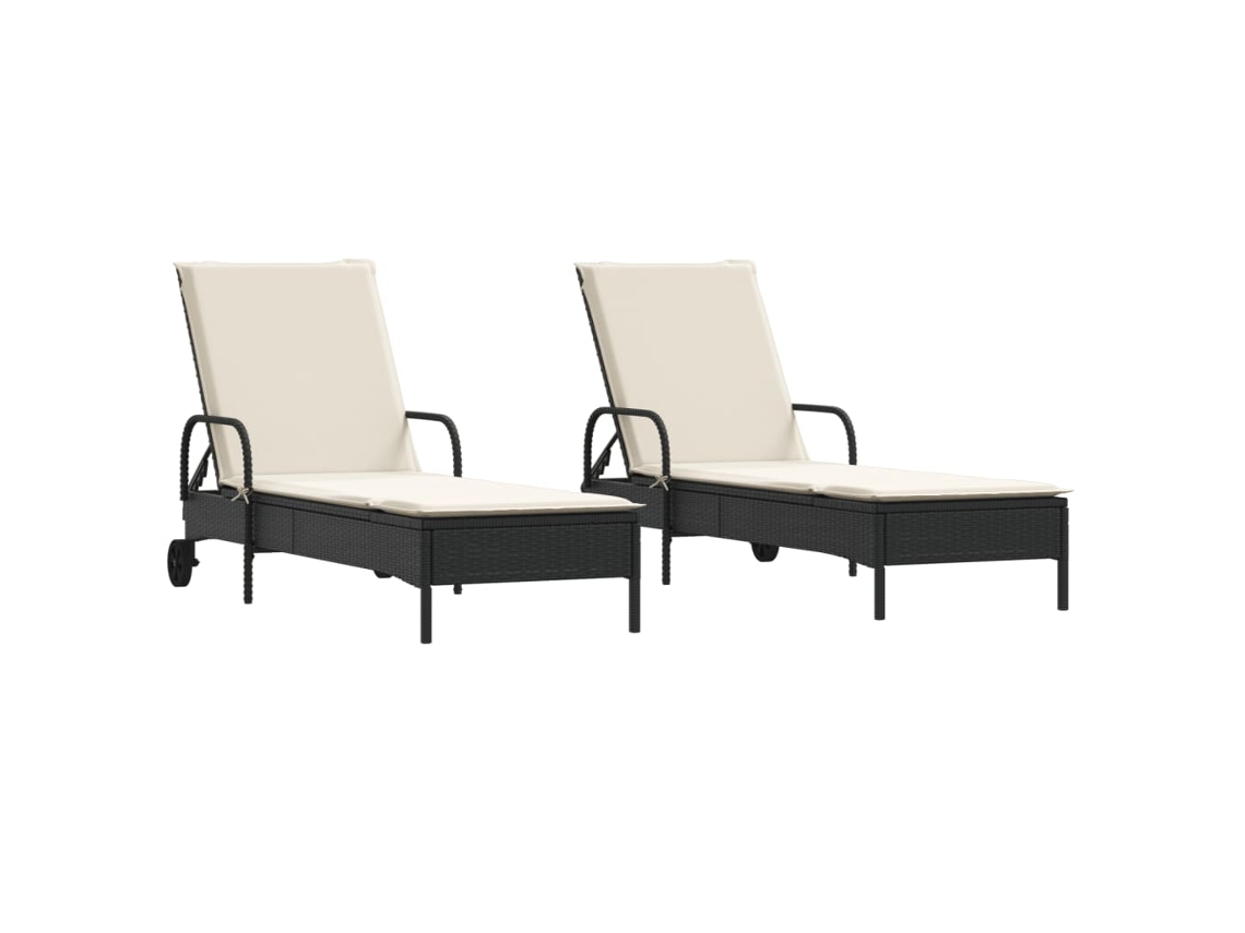 Sun Lounger, Sun Loungers Vidaxl Preto Rattan / Vime (n/a)