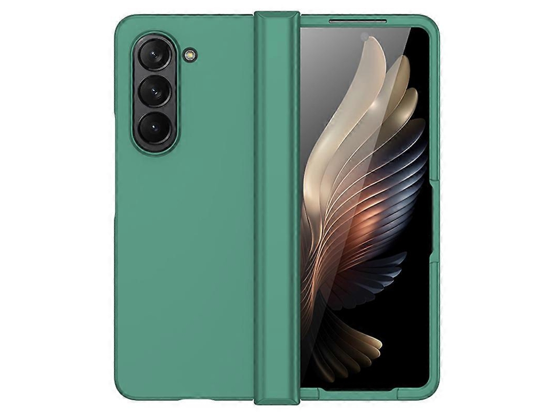 Compre Capa Protetora Para Samsung Galaxy Z Fold6 5g Com Textura De Pele E Proteção De Dobradiça, Verde Escuro