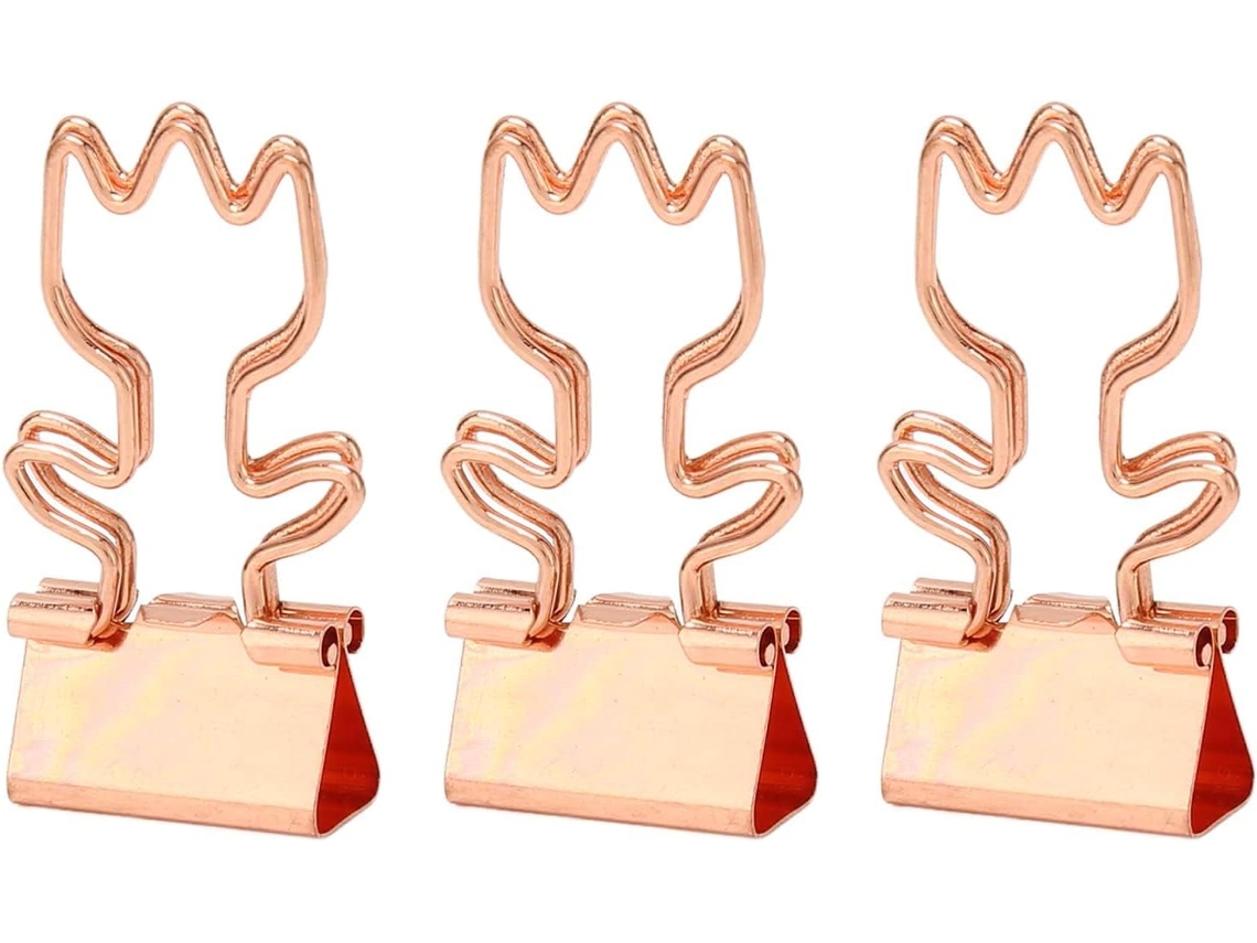 100-clipes Pasta, Clipes Longos Em Ouro Rosé, Design Floral, Clipes Fofos, Fixação Forte, Clipes Vazados