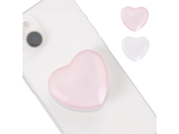 Suporte universal para celular em duas peças com alça de vidro, formato coração, compatível com smartphones e tablets (branco) AQUAFORGE