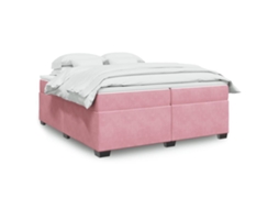 Vidaxl Cama Com Molas/colchão 200x200 Cm Veludo Rosa