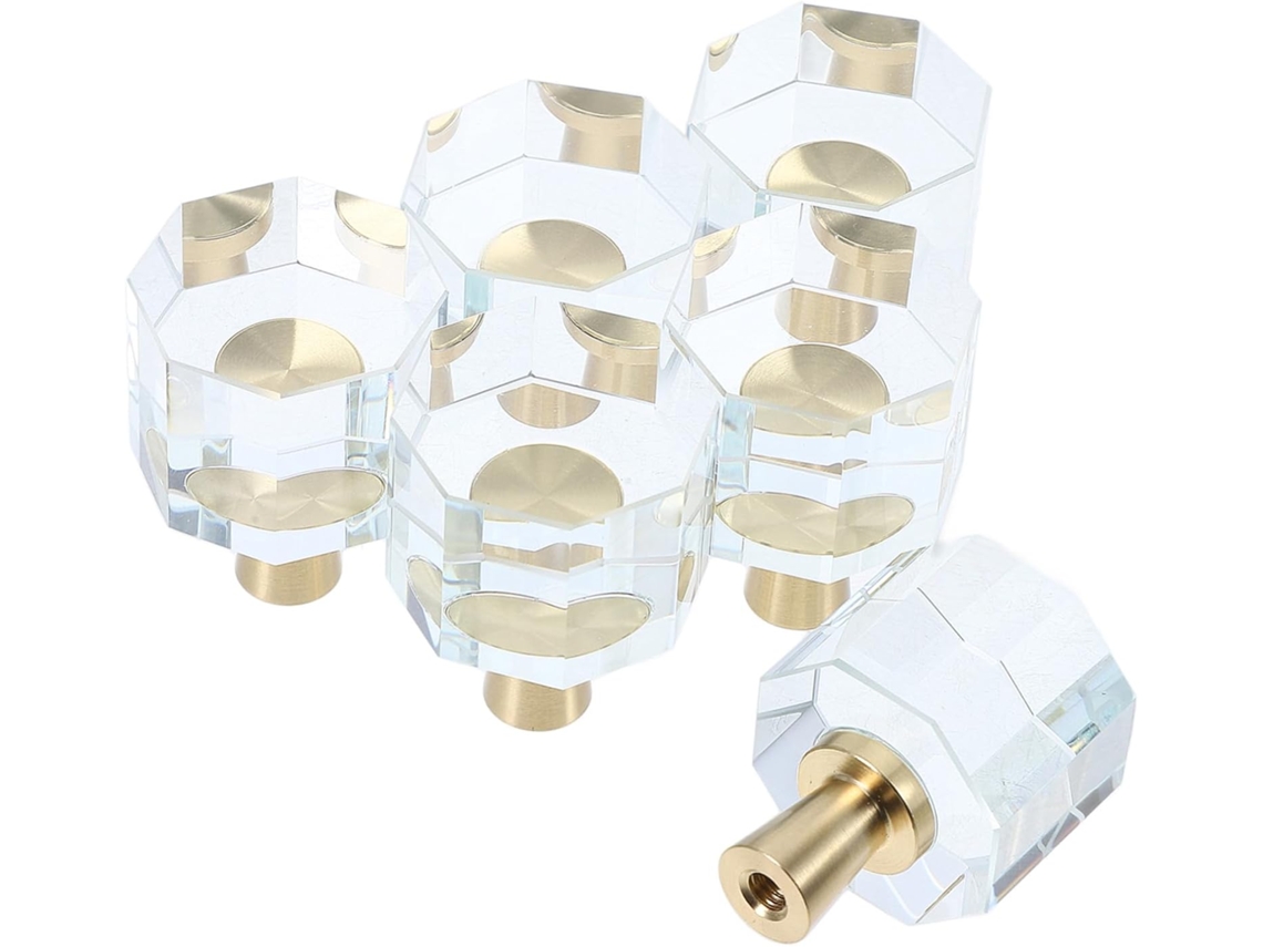 Conjunto De 6 Puxadores Cristal Para Gavetas, Armários, Cômodas E Outros Móveis