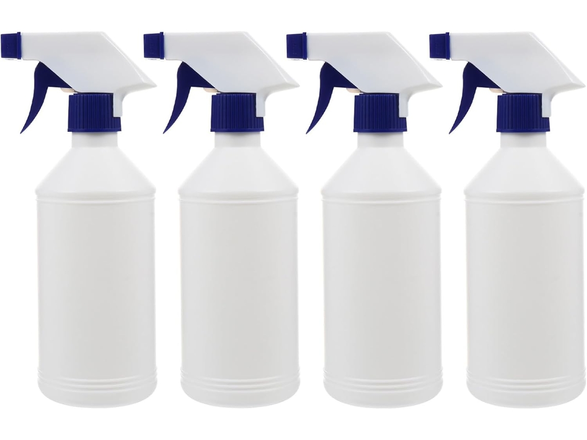 Conjunto De 4 Frascos De Spray Pet Vazios E Recarregáveis De 500 Ml, Design Branco.