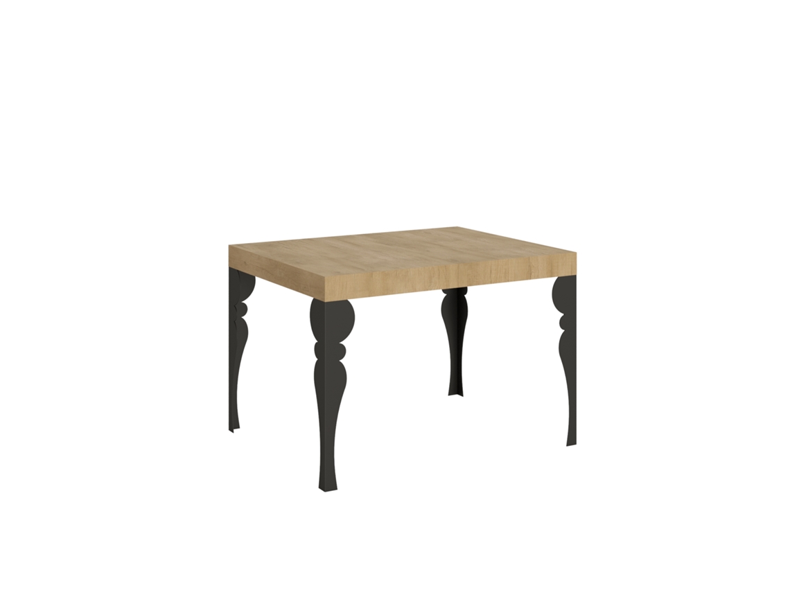 Mesa de Jantar Extensível 80X120/204 Cm Paxon Carvalho Natural Quadro Antracite