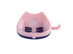 Conjunto AQUAFORGE de 2 Saboneteiras Gato, Sem Furos, Rosa, 13,5x7,5x10cm