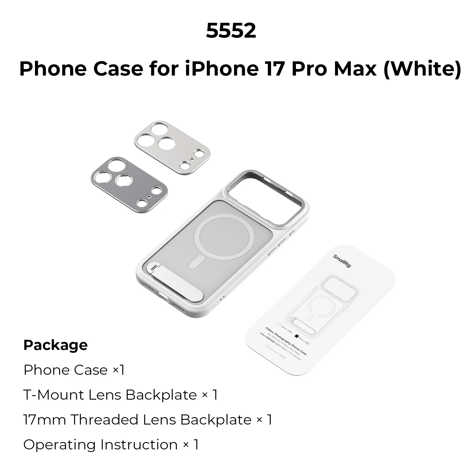 Capa De Celular Branca Para Iphone 17 Pro Max, Suporta Várias Lentes/filtros, Para Fotografia E Gravação