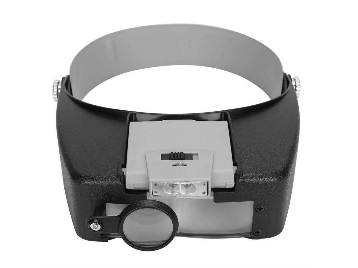 Lupa Com Led Para Cabeça Com Bateria Lentes De Aumento Para Leitura E Reparos Cinza