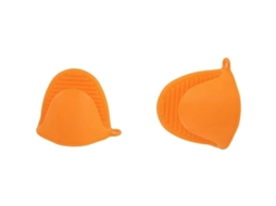 Mangas de silicone laranja, mini para cozinhar, resistentes ao calor, par de 2, 12x8 cm, laváveis na máquina de lavar Louças