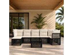 Vidaxl Conjunto De Sofá De Jardim 8 Unid. Preto Vime Pe