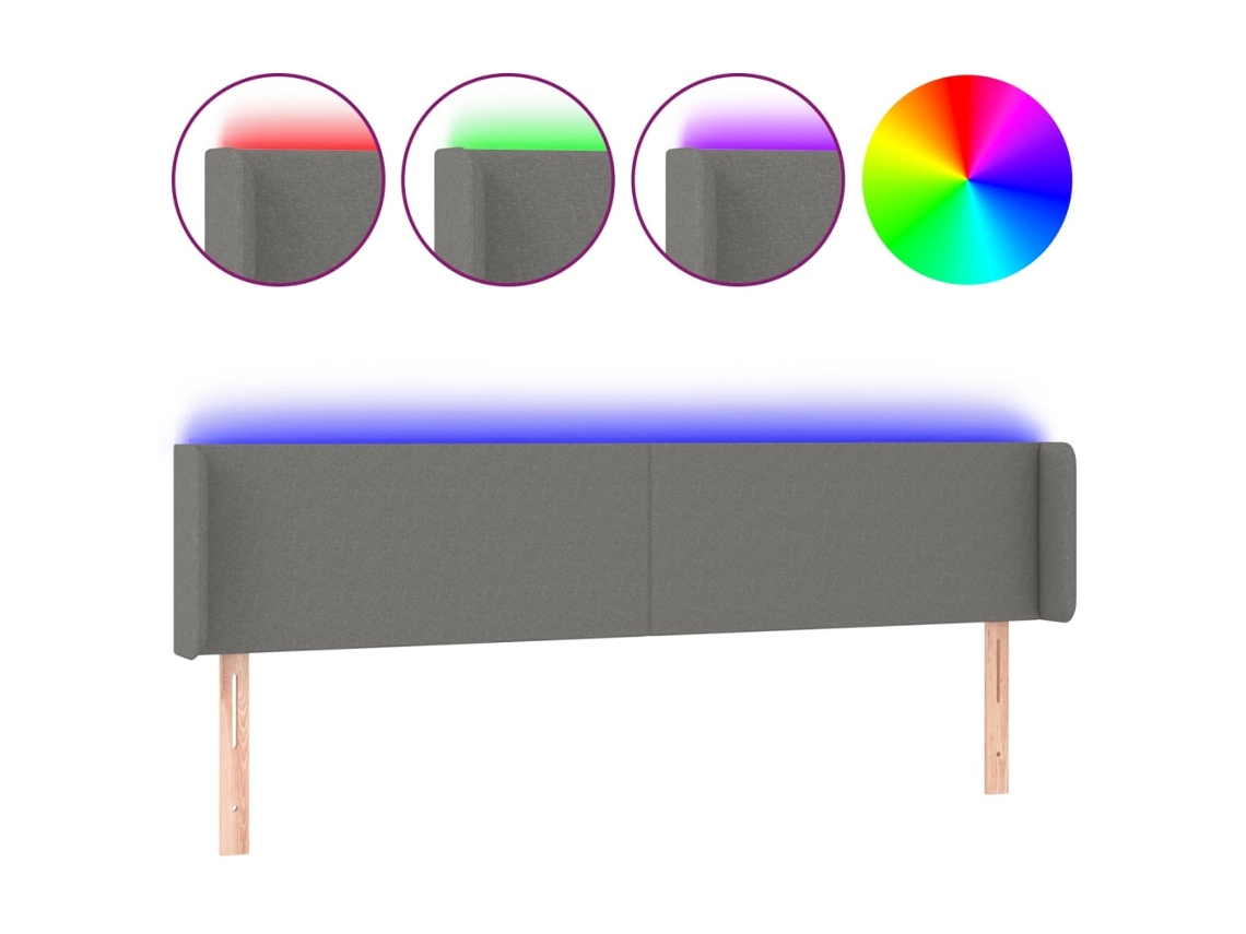 Led Headboard, Led Headboards Vidaxl Cinzeto Tecido (163 X 16 X 78/88 Cm)