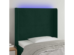 Vidaxl Cabeceira Cama C/ Luzes Led Veludo 83x16x118/128cm Verde-escuro