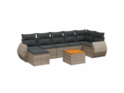 Conjunto de 8 Sofás de Jardim com Almofadões Vime Pe Cinzento MAISON EXCLUSIVE (8 pcs)