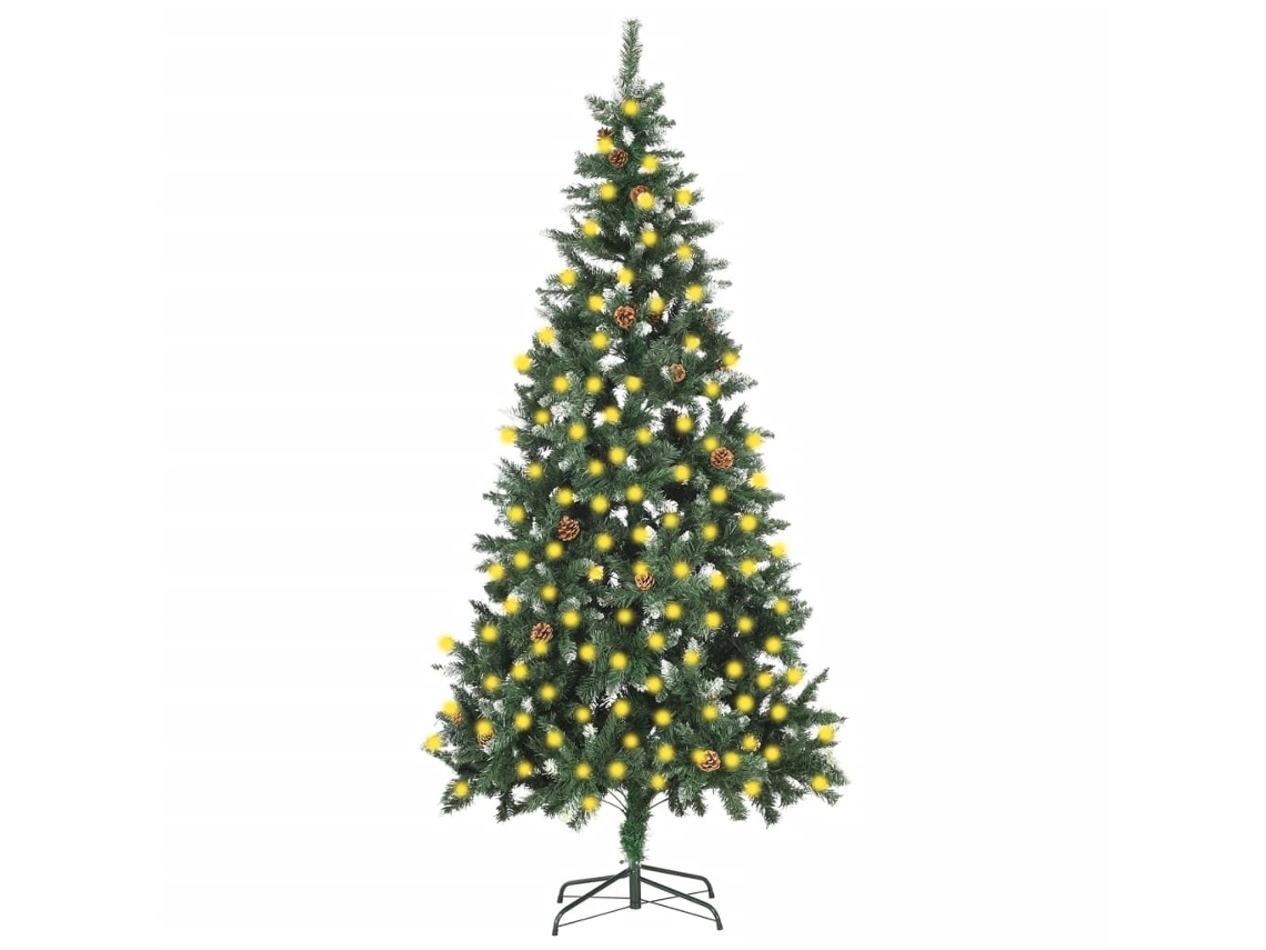 Vidaxl Árvore De Natal Artificial Com Pinhas Pré-iluminada 210 Cm