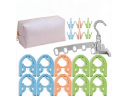 Conjunto Cabides Eifson Dobráveis Viagem 10 Cabides Com 12 Pregadores + Cabide 5 Furos + Bolsa (branco)