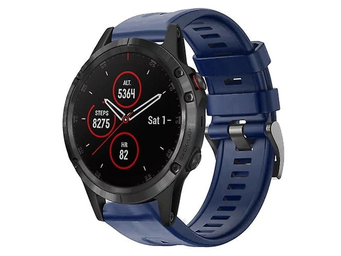 Lurelia Pulseira De Silicone Azul Meia - Noite, Compatível Com Garmin Fenix 5 Plus, Acabamento Moderno