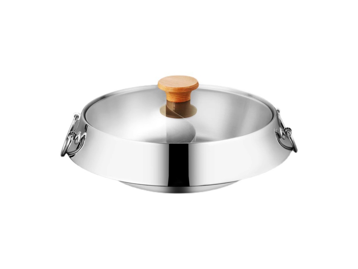 Panela de Deixa Dupla de Aço Inox com Divisor para Shabu Shabu, 30cm LAXISCREED