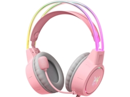 Fone de Ouvido para Jogos com Fio para Pc / Ps4 / Ps5 / Xbox / Switch com Som Surround Virtual e Microfone com Cancelamento de Ruído Rosa YEMAESRE
